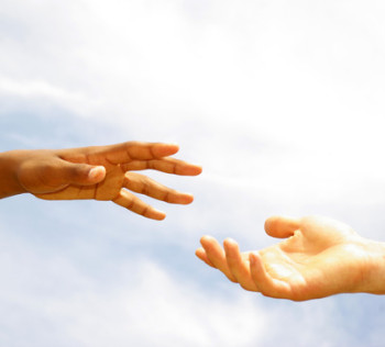 helping hand with the sky background